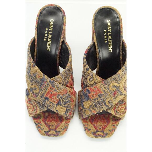 SAINT LAURENT Loulou Tapestry Slide Mules Sandals Sz 36 NIB YSL $895 - Picture 9 of 10